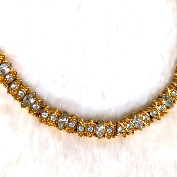 Vintage 1990's Goldtone Marquee & Round Cut Cubic Zirconia Bracelet - Picture 12 of 15